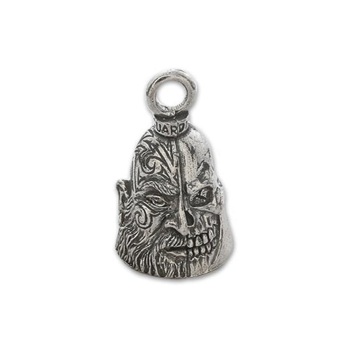 Guardian Bell, Metal, Two Face, Human and Skull, Motorcycle Good Luck Bell, .75