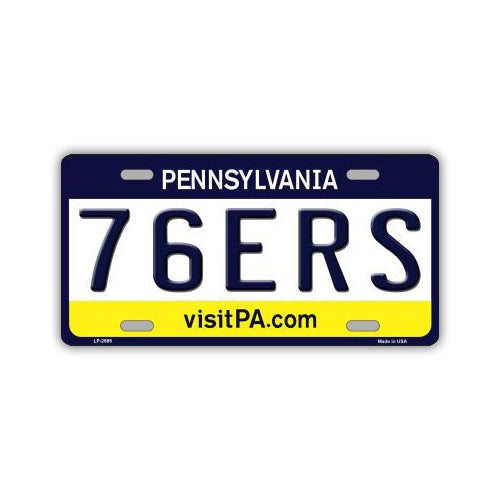 License Plate, Metal Vanity Tag Cover, Philadelphia 76ers, 12