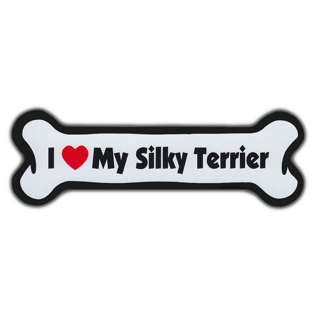 Dog Bone Magnet - I Love My Silky Terrier