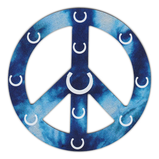 Magnet, Peace Sign, Blue Design w/Horseshoes, 4.75