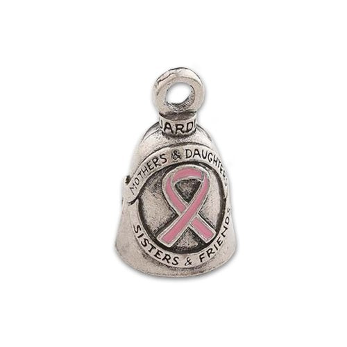 Guardian Bell, Metal, Pink Breast Cancer Awareness Ribbon, Motorcycle Rider, Biker, Good Luck Bell, .75