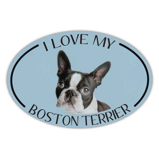 Magnet, Oval, I Love My Boston Terrier, 6