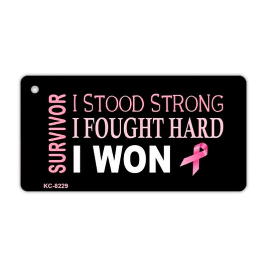 Keychain, Metal, Breast Cancer Survivor (Stood Strong, Fought Hard, Won), 3