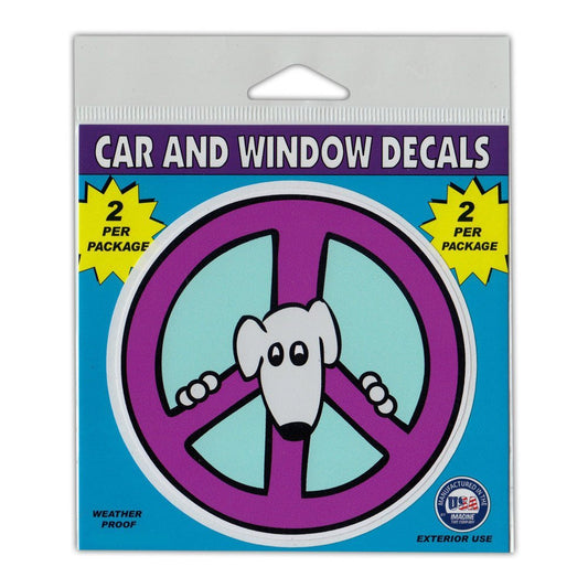 Window Decals, 2-Pack, Purple Peace Sign Dog Face, 4