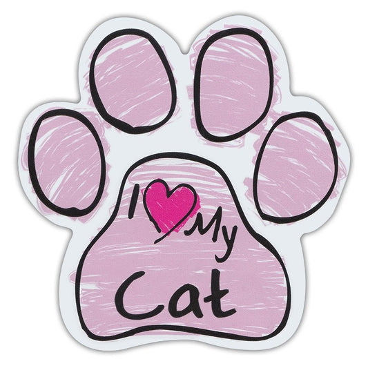 Magnet, Cat Paw, Pink Scribble, I Love My Cat, 5.5