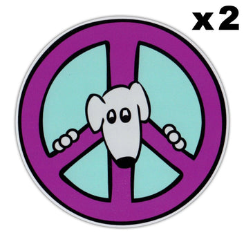 Window Decals, 2-Pack, Purple Peace Sign Dog Face, 4