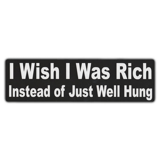 Sticker, Bumper Sticker, I Wish I Was Rich Instead Of Just Well Hung, 10