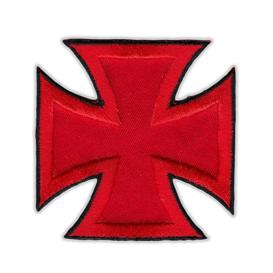 Patch, Embroidered Patch, Chopper Iron Cross (Red, Black Trim), 3