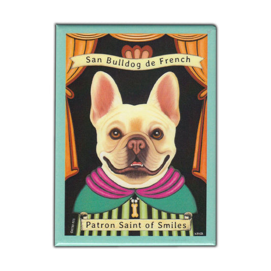 Magnet, Refrigerator Magnet, Patron Saint Dog Series, French Bulldog (Fawn, Tan), Vintage Advertising Art, 2.5