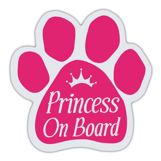 Magnet, Pink Dog Paw, Princess On Board, 5.5