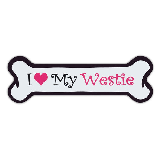 Magnet, Pink Dog Bone Magnet, I Love My Westie, 7