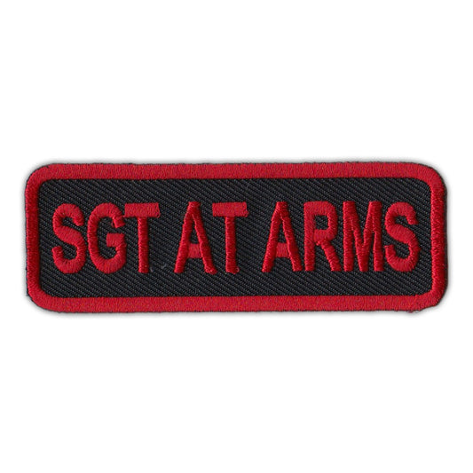 Patch, Embroidered Patch, Sgt At Arms (Sergeant) Club Patch, Red/Black, 3