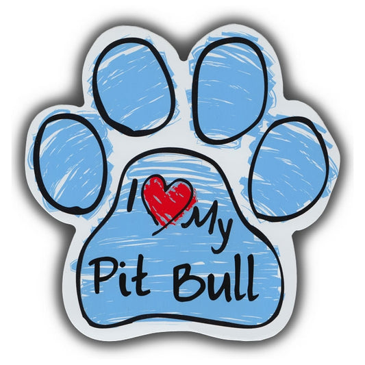 Magnet, Dog Paw, Blue Scribble, I Love My Pit Bull, 5.5