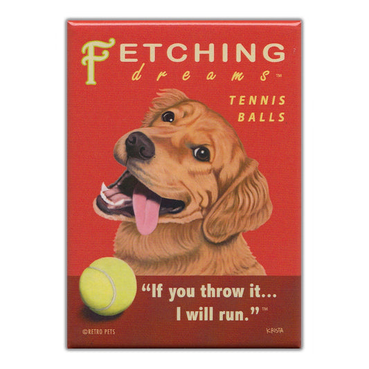 Magnet, Refrigerator Magnet, Fetching Dreams Tennis Balls, Golden Retriever, 2.5