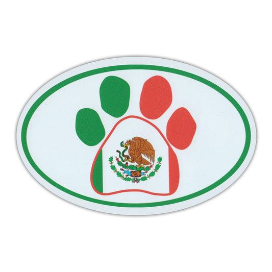 Magnet, Oval, Dog Paw Mexican Flag, 6