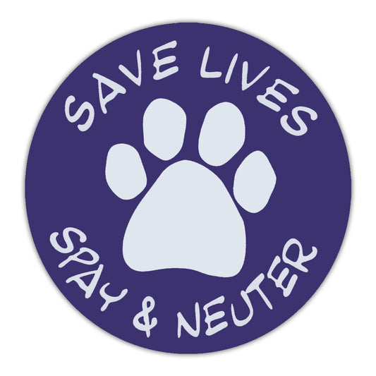 Magnet, Round, Save Lives, Spay & Neuter, Purple, 4.75