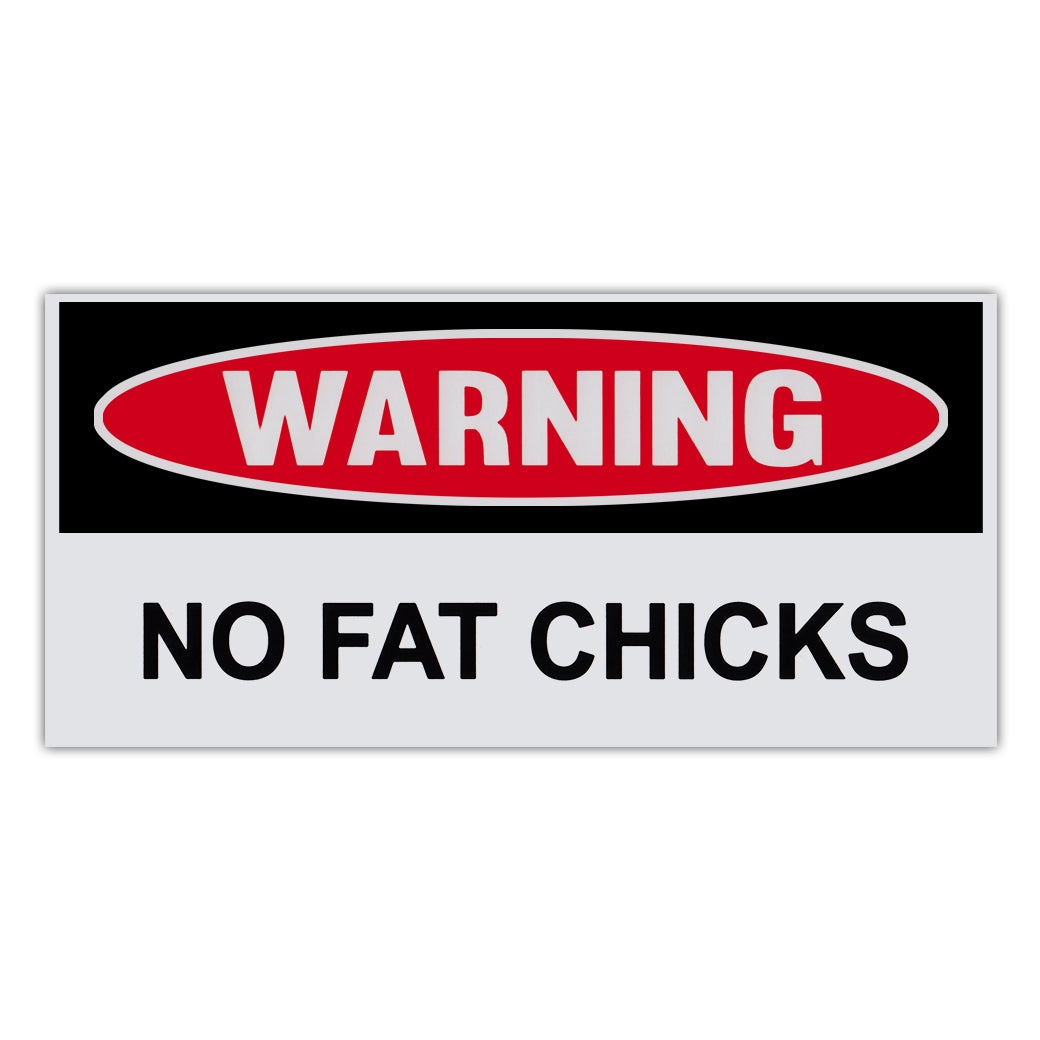 Funny Warning Sticker - No Fat Chicks