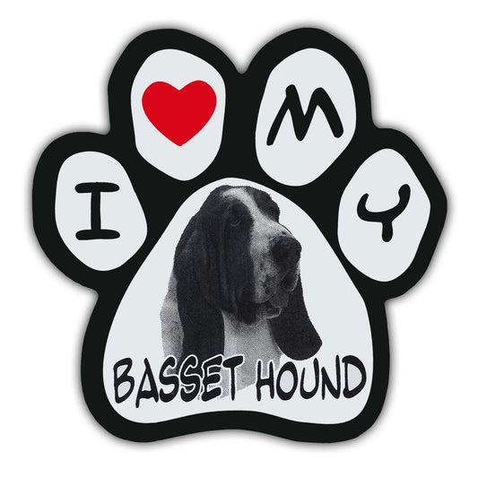 Magnet, Picture Paw, I Love My Basset Hound, 5.5