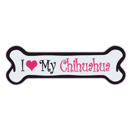 Magnet, Pink Dog Bone Magnet, I Love My Chihuahua, 7