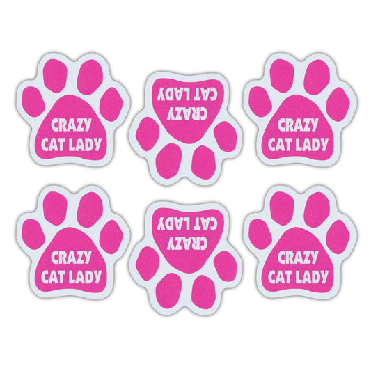 Magnets, Magnet Pack, Set of 6, Pink Crazy Cat Lady, 1.75