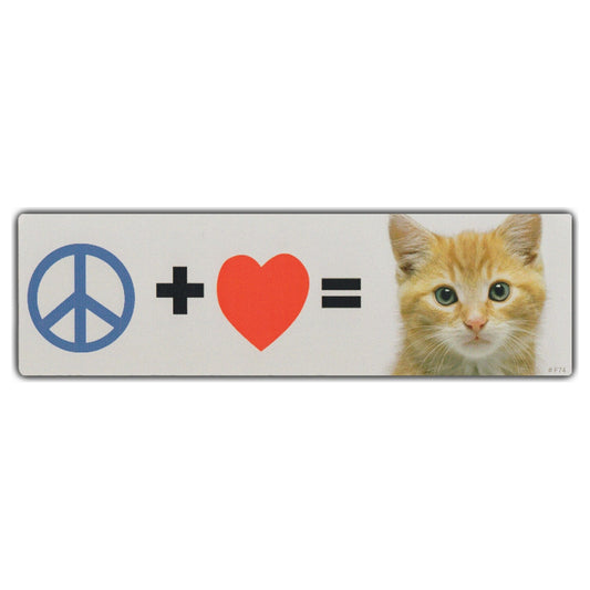 Sticker, Bumper Sticker, Peace + Heart = Kitten, 10