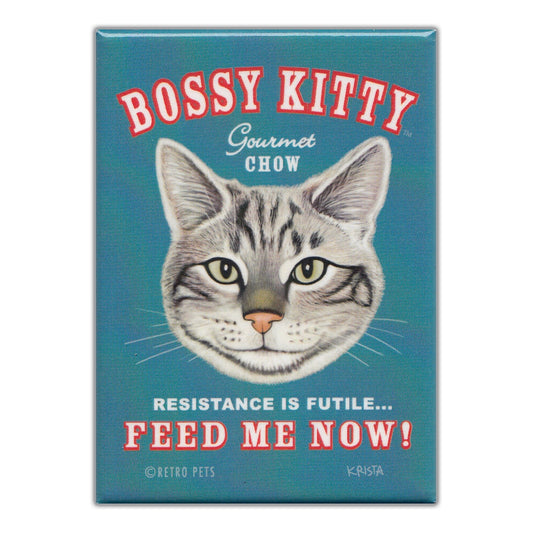 Magnet, Refrigerator Magnet, Bossy Kitty Gourmet Chow, 2.5