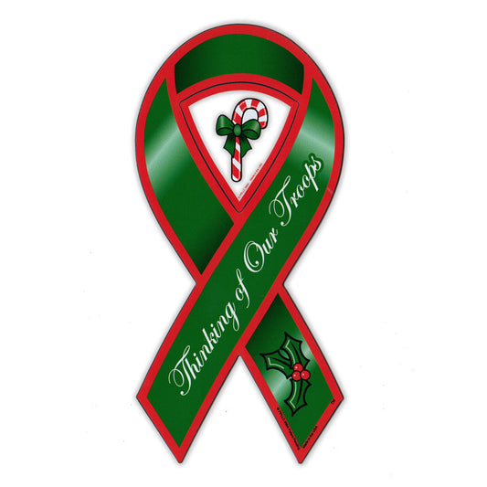 Magnet, Ribbon, Thinking of Our Troops Ribbon (Christmas), 4
