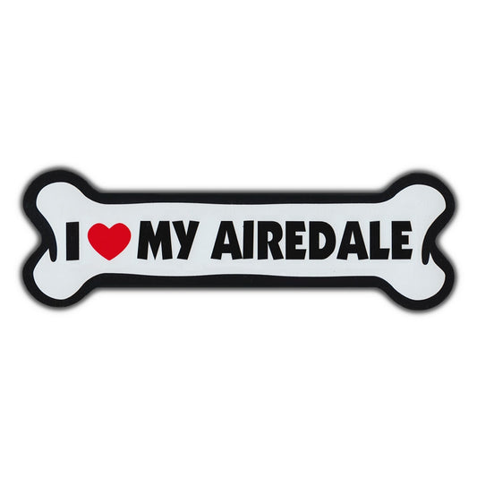 Magnet, Giant Size Dog Bone, I Love My Airedale Terrier, 10