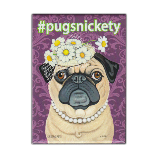 Magnet, Refrigerator Magnet, Hashtag Dog Series, Pug, Vintage Advertising Art, 2.5