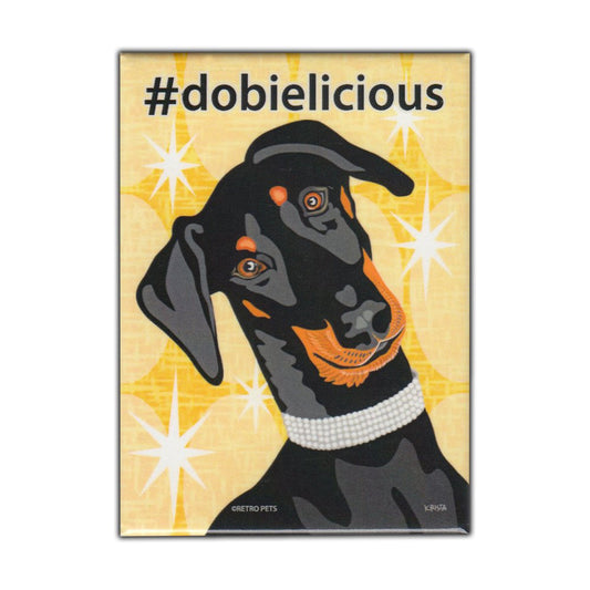 Magnet, Refrigerator Magnet, Hashtag Dog Series, Doberman Pinscher (Dobbie), Vintage Advertising Art, 2.5