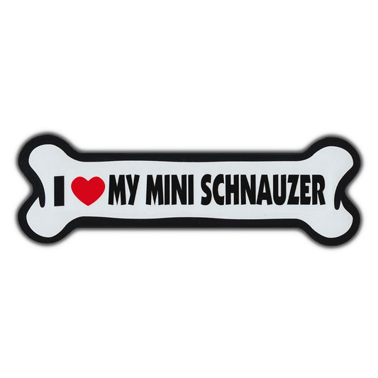 Magnet, Giant Size Dog Bone, I Love My Mini Schnauzer, 10