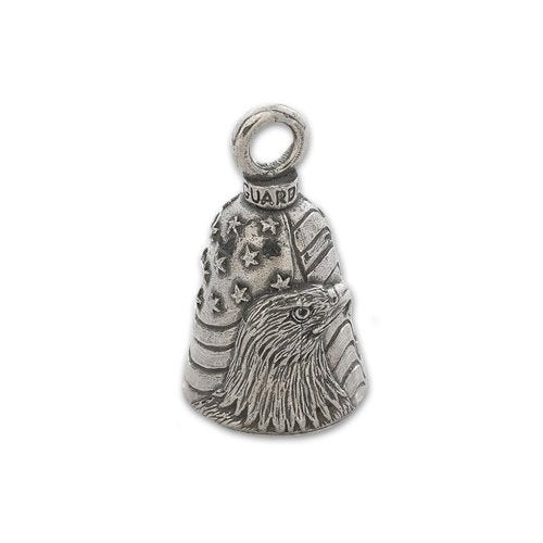 Guardian Bell, Metal, American Bald Eagle United States Flag, Motorcycle Good Luck Bell, .75