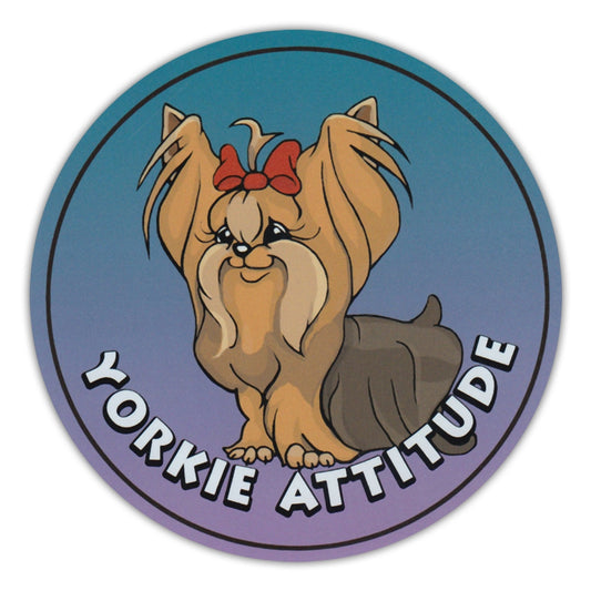 Magnet, Round, Yorkie Attitude, 4.75