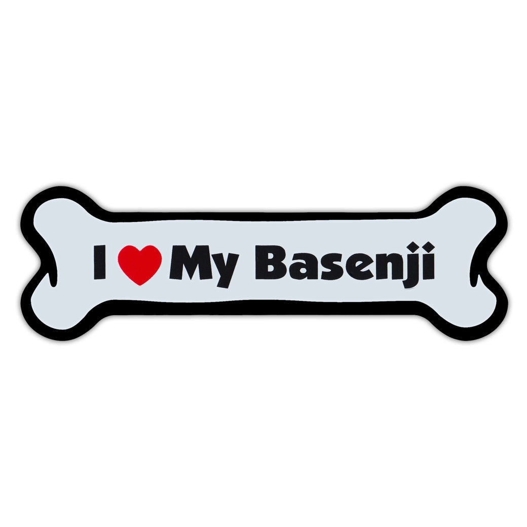 Dog Bone Magnet - I Love My Basenji