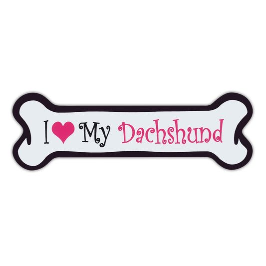 Magnet, Pink Dog Bone Magnet, I Love My Dachshund, 7