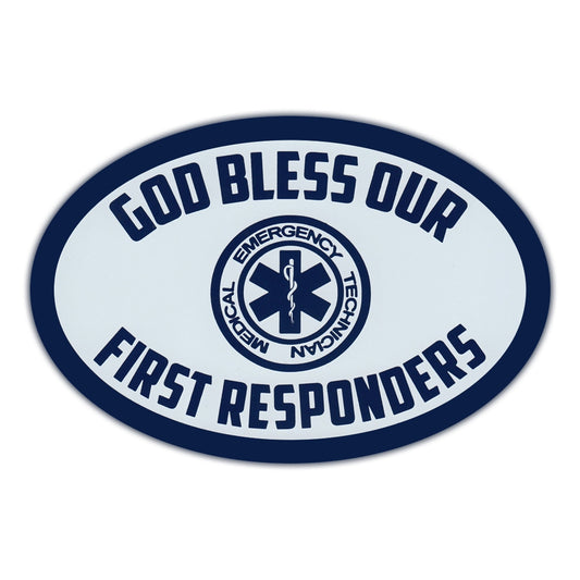 Magnet, Oval, God Bless Our First Responders, EMTs, 6