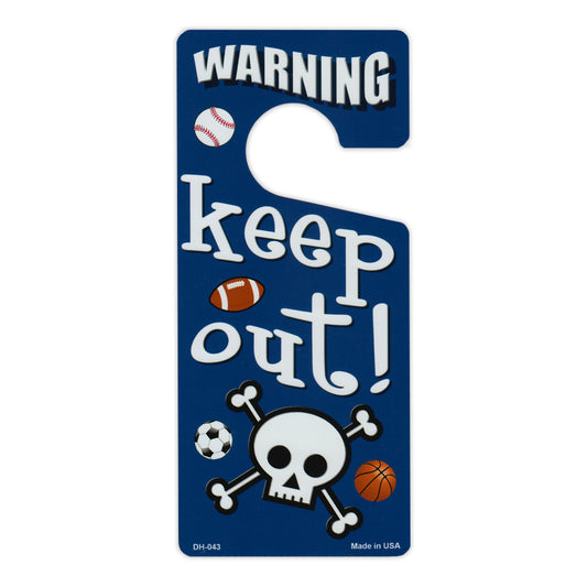 Door Knob Hanger, Metal, Warning Keep Out, Blue (Boys), Sports Theme, 4