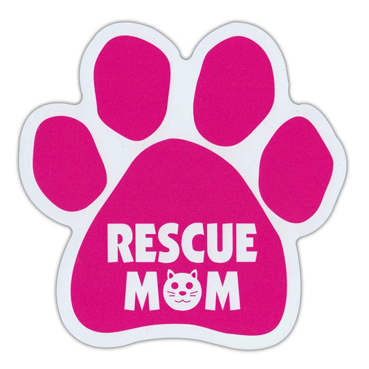 Magnet, Cat Paw, Cat Rescue Mom (Pink, Cat Face Graphic), 5.5