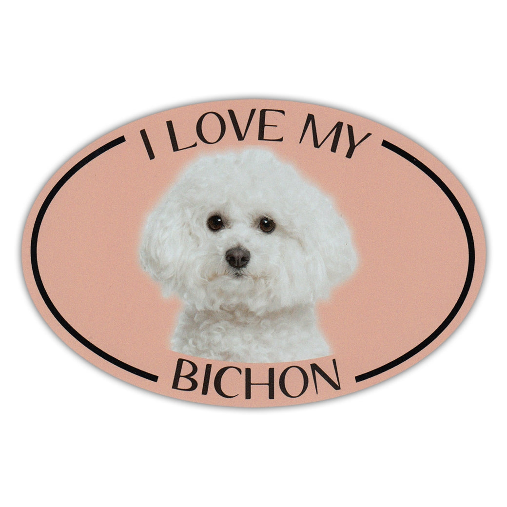 Oval Dog Magnet - I Love My Bichon