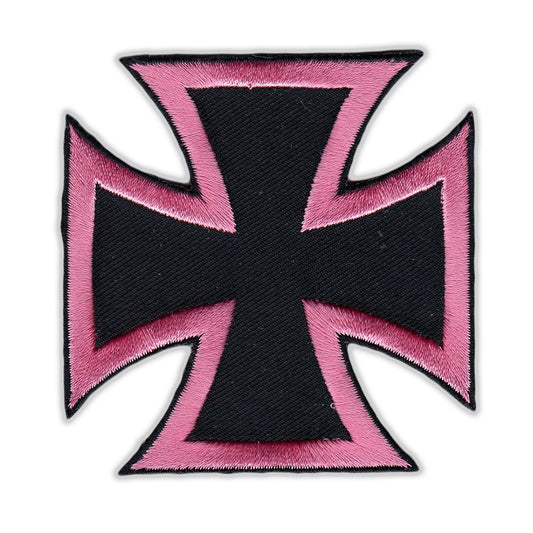 Patch, Embroidered Patch, Chopper Iron Cross (Black, Pink), 3