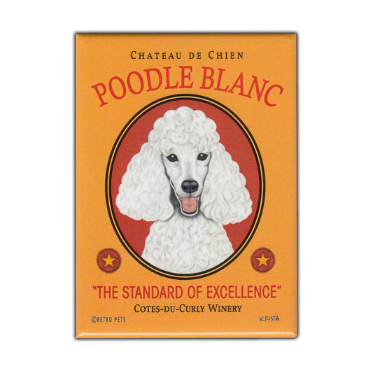 Magnet, Refrigerator Magnet, Poodle Blanc Winery, Poodle Dog (White), Vintage Advertising Art, 2.5