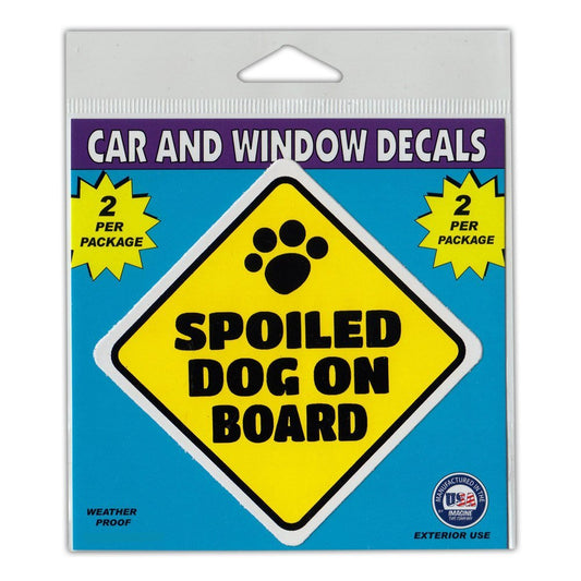Window Decals, 2-Pack, Caution Spoiled Dog On Board, 3