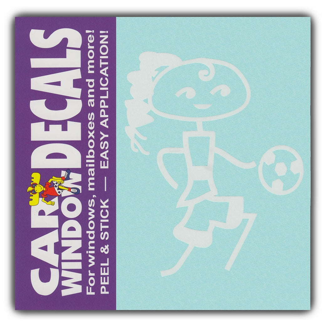 Window Decal - Teen Girl Soccer Ball (4" Tall)