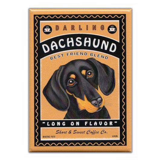 Magnet, Refrigerator Magnet, Darling Dachshund, Best Friend Blend Coffee, 2.5