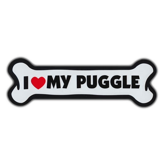 Magnet, Giant Size Dog Bone, I Love My Puggle, 10