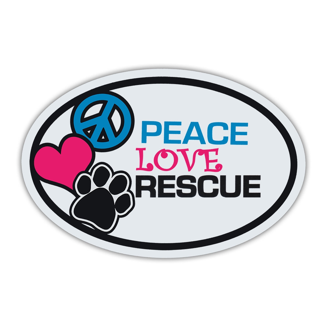 Oval Magnet - Peace, Love, Rescue Dogs