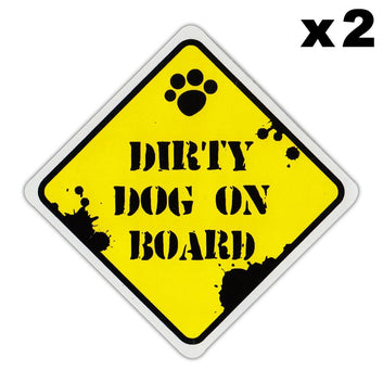 Window Decals, 2-Pack, Caution Dirty Dog On Board, 3