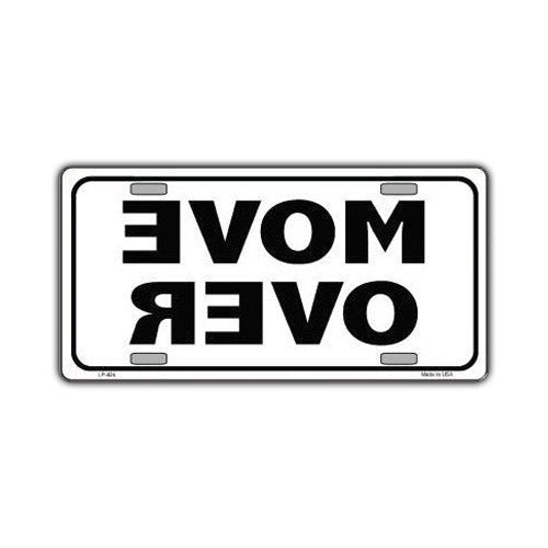 Aluminum License Plate Cover - Move Over, White