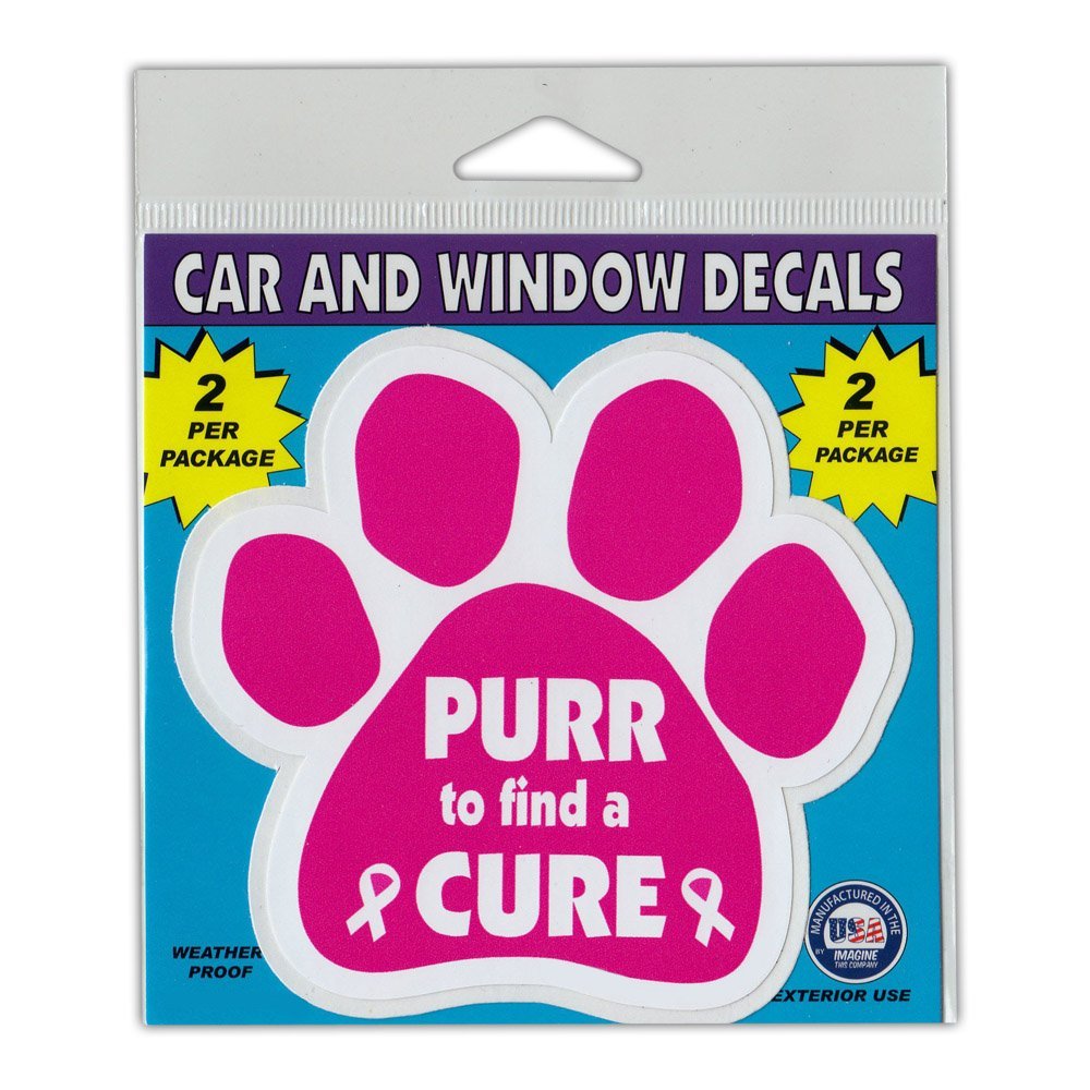 Window Decals (2-Pack) - Purr To Find A Cure (4.5" x 4.25")