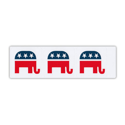 Sticker, Bumper Sticker, Set of 3, Republican Elephant Stickers, 2.75